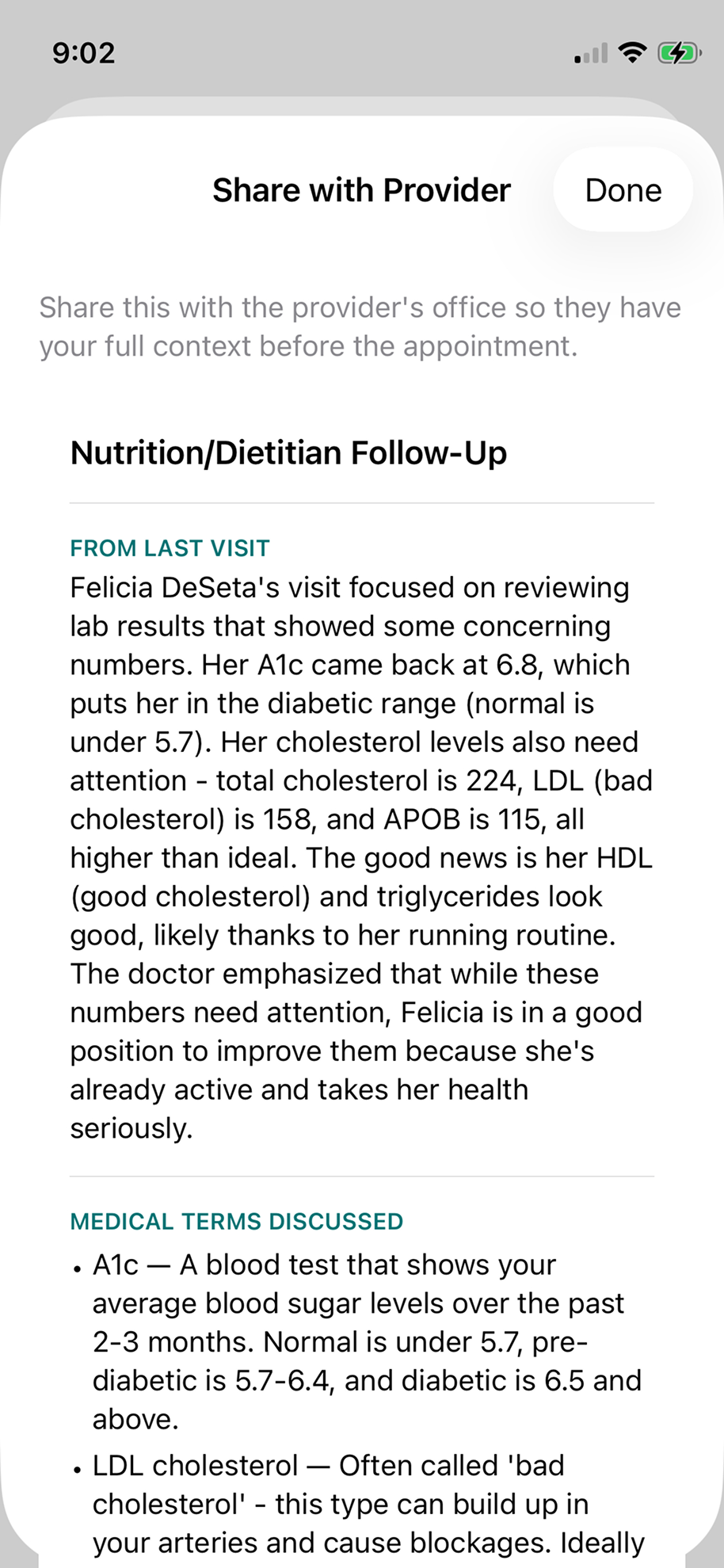 Share visit summary with next provider